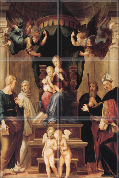 Madonna with Child Saints and Angels  (12 x 4
