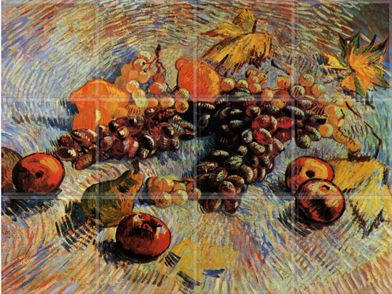 Still Life with Apples, Pears, Lemons & Grapes (12 x 4